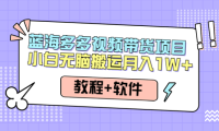 (3136)<strong>人人都能操作的蓝海多多视频带货项目 小白无脑搬运月入10000+(教程+软件)</strong>