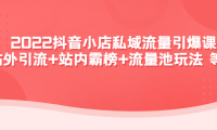 （3152）2022抖音小店私域流量引爆课：站外引流+站内霸榜+流量池玩法等等！