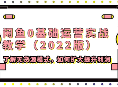 (2982)闲鱼0基础运营实战教学(2022版)了解无货源模式,如何扩大提升利润