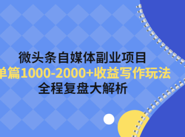 (3021)微头条自媒体副业项目,单篇1000-2000+收益写作玩法,全程复盘大解析!