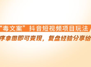 (3034)“毒文案”抖音短视频项目玩法,小程序拿图即可变现,复盘经验分享给大家