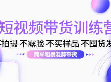 （3046）短视频带货训练营：不拍摄 不露脸 不买样品 不囤货发货 简单粗暴混剪带货