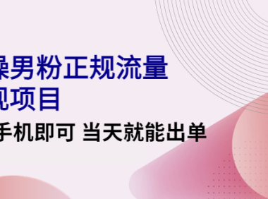 (3051)2022实操男粉正规流量变现项目,一台手机即可 当天就能出单【视频课程】