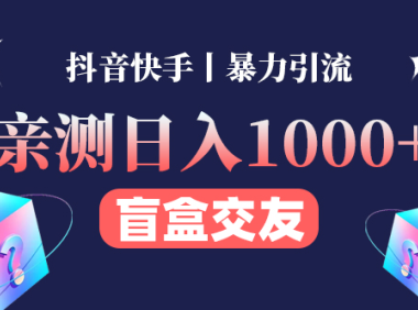 (3056)亲测日收益1000+的交友盲盒副业丨有手就行的抖音快手暴力引流