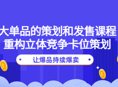 (3063)大单品的策划和发售课程:重构立体竞争卡位策划,让爆品持续爆卖