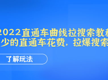 (3082)2022直通车曲线拉搜索教程:用最少的直通车花费,拉爆搜索流量