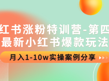 (3107)小红书涨粉特训营-第四期:最新小红书爆款玩法,月入1-10w实操案例分享