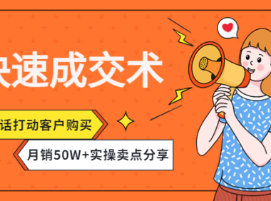 (3112)快速成交术,一句话打动客户购买,月销50W+实操卖点分享!