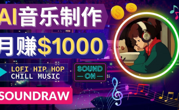 （3037）无需任何音乐基础： 使用AI软件制作Lofi Hip Hop Chill Music 月赚1000美元