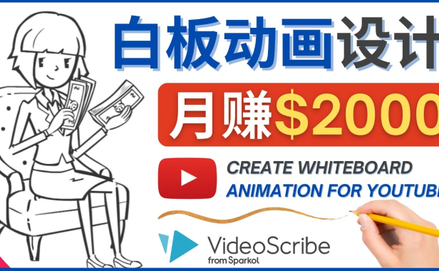 （3134）<strong>创建白板动画（WhiteBoard Animation）YouTube频道，月赚2000美元</strong>