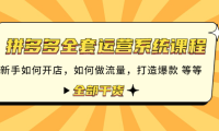(3268)拼多多全套运营系统课程:新手如何开店 如何做流量 打造爆款 等等 全部干货