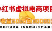 （3304）小红书虚拟电商项目：从小白到精英 月收益5000到30000 (视频课程+交付手册)