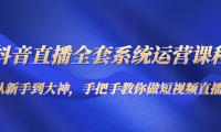 （3313）抖音直播全套系统运营课程：从新手到大神，手把手教你做直播短视频