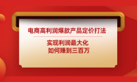 (3407)电商高利润爆款产品定价打法:实现利润最大化 如何赚到三百万