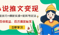 (3418)小说推文训练营:引流技巧+爆款实操+矩阵号玩法,百倍效益、百万播放秘笈