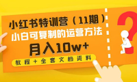 (3449)小红书特训营(11期)小白可复制的运营方法-月入10w+(教程+全套文档资料)
