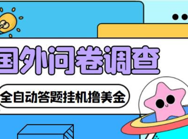 (3241)外面收费1998的国外问卷挂机答题项目 号称单窗口一天10美金(永久脚本+教程)