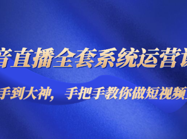 （3313）抖音直播全套系统运营课程：从新手到大神，手把手教你做直播短视频