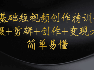 (3344)0基础短视频创作特训营:拍摄+剪辑+创作+变现方法,开始副业赚钱