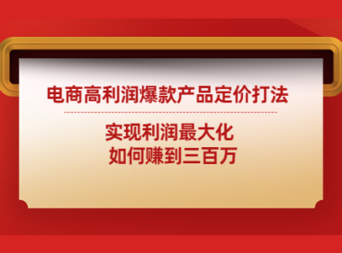 (3407)电商高利润爆款产品定价打法:实现利润最大化 如何赚到三百万