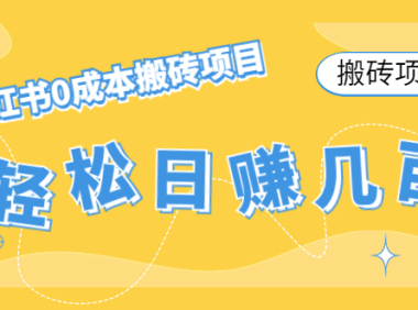 (3431)【搬砖项目】小红书0成本搬砖项目,轻松日赚几百+