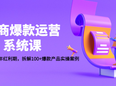 (3443)电商爆款运营系统课:迎接未来10年红利期,拆解100+爆款产品实操案例