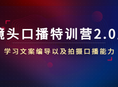 （3496）镜头口播特训营2.0版，学习文案编导以及拍摄口播能力（50节课时）