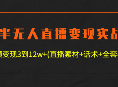 （3503）半无人直播变现实战(12.18号更新) 单视频变现3到12w+(全套素材+话术+教程)