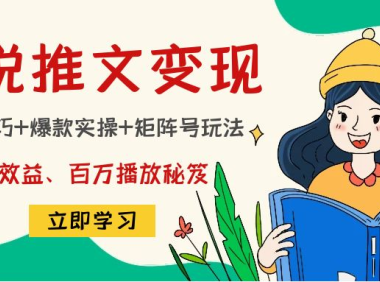 (3418)小说推文训练营:引流技巧+爆款实操+矩阵号玩法,百倍效益、百万播放秘笈