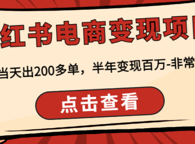(3432)小红书电商变现项目:实测当天出200多单,半年变现百万-非常稳定