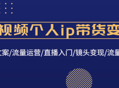 (3453)短视频个人ip带货变现:爆款文案/流量运营/直播入门/镜头变现/流量商业