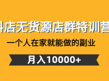 (3467)抖店无货源店群特训营:一个人在家就能做的副业,月入10000+