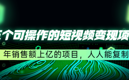 (3315)五个可操作的短视频变现项目:年销售额上亿的项目,人人能复制