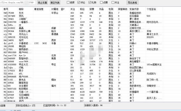 （3245）抖音直播间人员采集分析软件