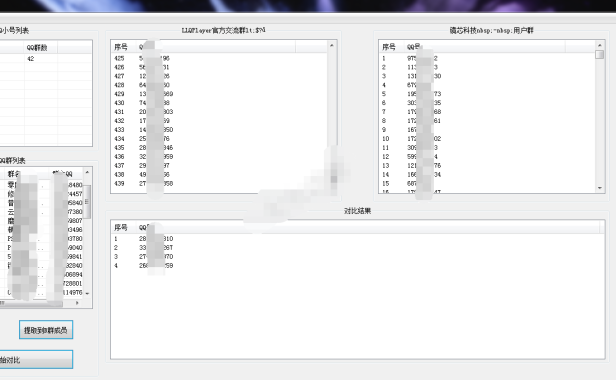 （3354）QQ群成员对比取出两个群相同成员 成品EXE+软件源码