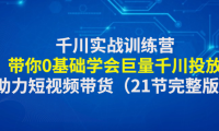 (3483)千川实战训练营:带你0基础学会巨量千川投放,助力短视频带货(21节完整课程)