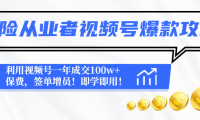 (3505)保险从业者视频号爆款攻略:利用视频号一年成交100w+保费,签单增员!