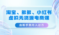 (3552)淘宝、拼多多、小红书-虚拟无货源电商课:由新手到月入过万(3套课程)