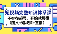 (3558)短视频完整知识体系课,不存在起号,开始就爆发(图文+短视频+直播)