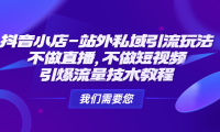 (3559)抖音小店-站外私域引流玩法:不做直播,不做短视频,引爆流量技术教程