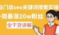 (3622)美业门店seo关键词搜索实操课:一周暴涨20w粉丝,全干货讲解