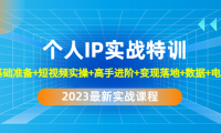 (3647)2023个人IP实战特训:基础准备+短视频实操+高手进阶+变现落地+数据+电商