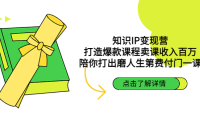 (3662)知识IP变现营:打造爆款课程卖课收入百万,陪你打出磨人生第一门付费课