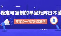 （3691）某电商线下课程，稳定可复制的单品矩阵日不落，做一个日销20w+利润的直播间