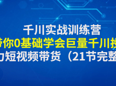 (3483)千川实战训练营:带你0基础学会巨量千川投放,助力短视频带货(21节完整课程)