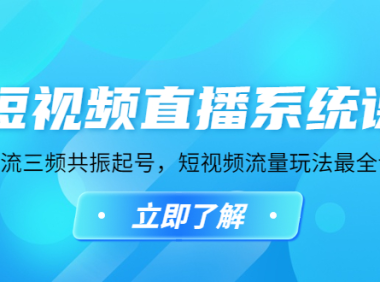 (3538)短视频直播系统课,自然流三频共振起号,短视频流量玩法最全讲解
