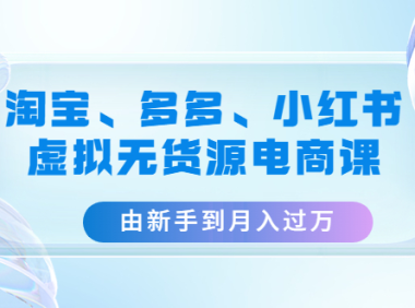 (3552)淘宝、拼多多、小红书-虚拟无货源电商课:由新手到月入过万(3套课程)