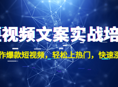 (3557)短视频文案实战培训:制作爆款短视频,轻松上热门,快速涨粉!