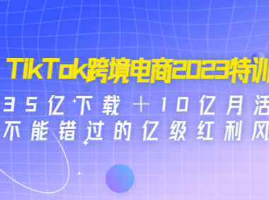 (3598)TikTok跨境电商2023特训:35亿下载+10亿月活,不能错过的亿级红利风口