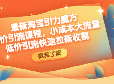 (3607)最新淘宝引力魔方低价引流实操:小成本大流量,低价引流快速拉新收割